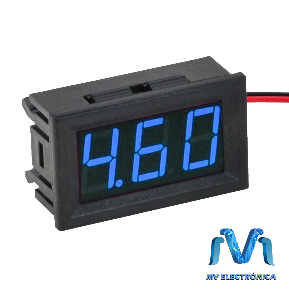 DISPLAY VOLTIMETRO 4 30V DC DIGITAL 2 HILOS LED AZUL 0 56 47X29MM